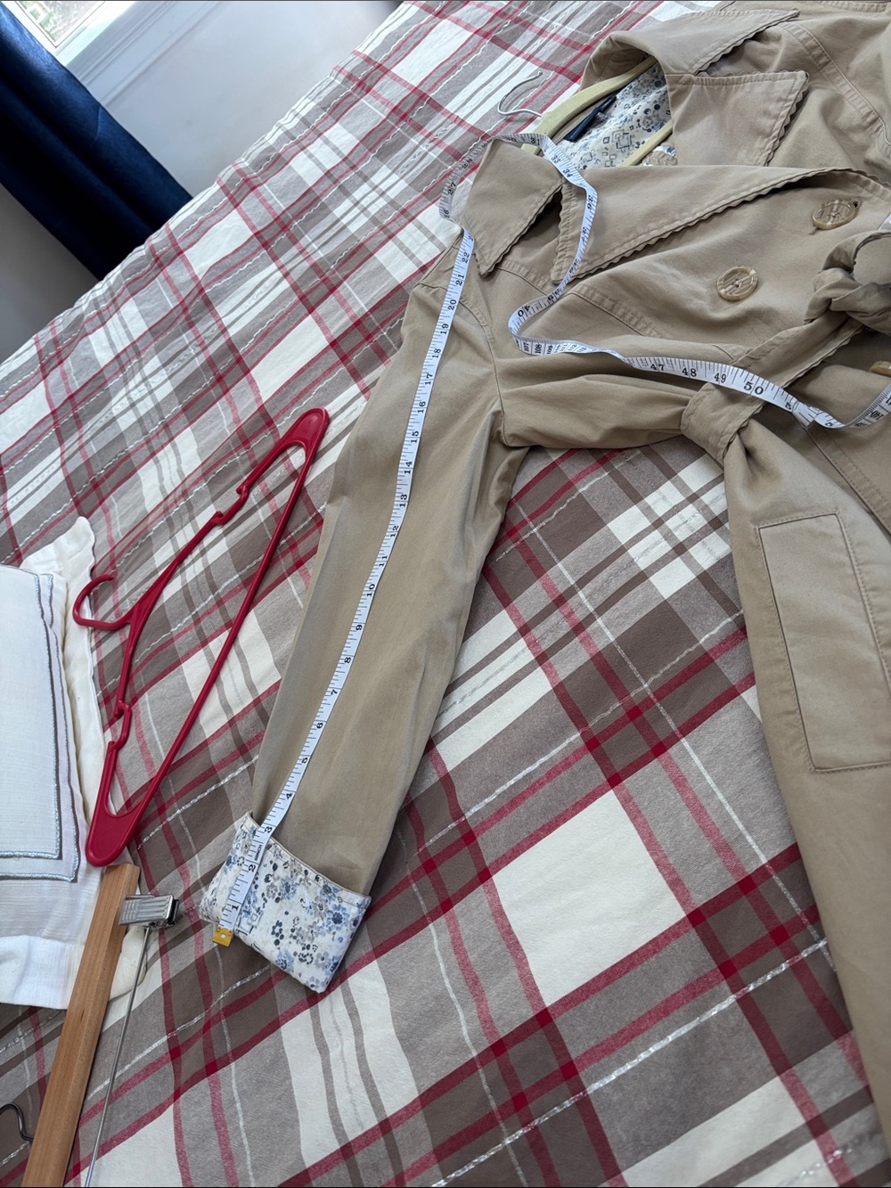 Sonoma Neutral Tan Double-Breasted Trench Coat with Belt - Picture 5 of 7